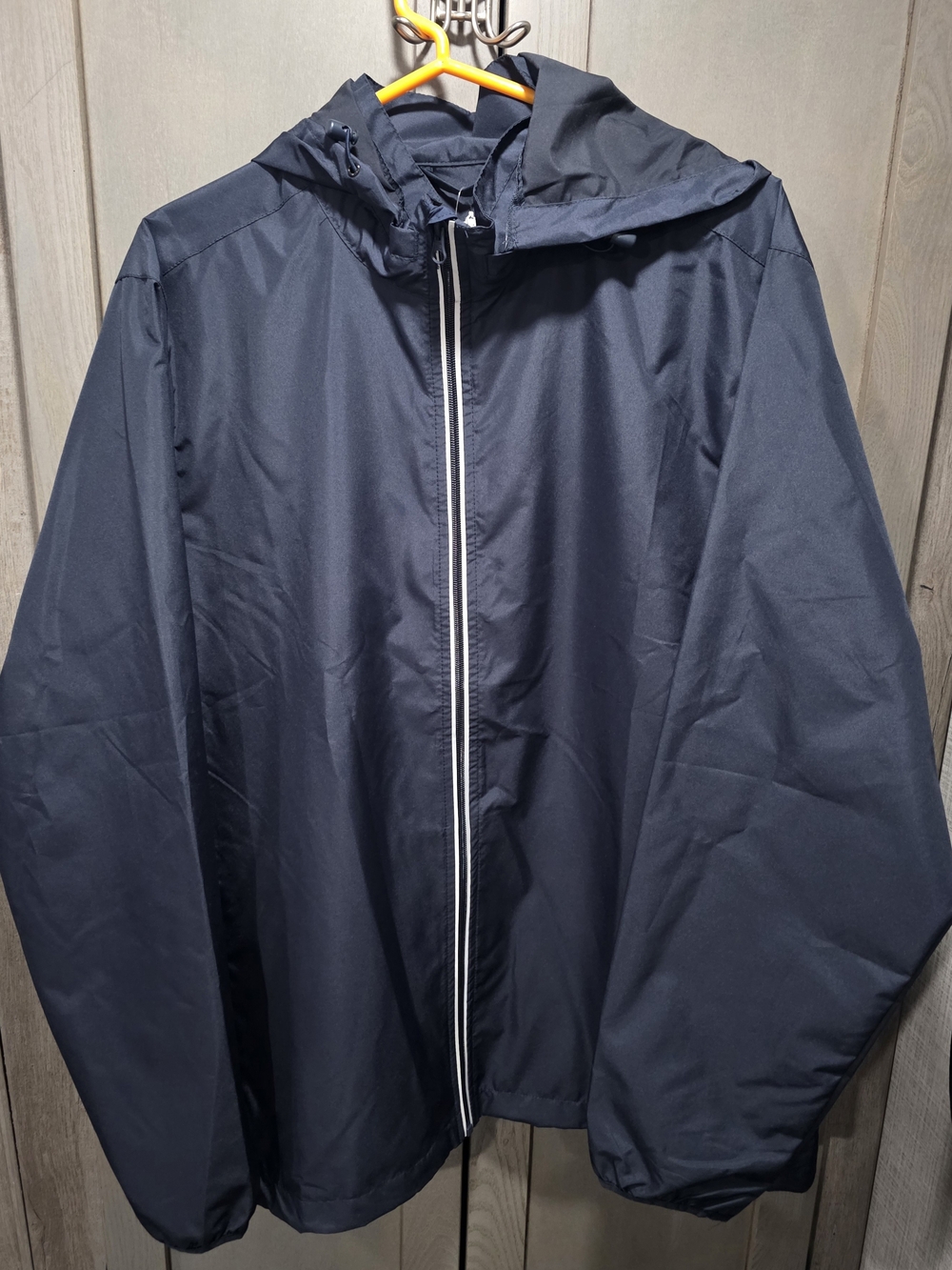 Charles River Apparel Navy Hooded Windbreaker with White Zip Trim